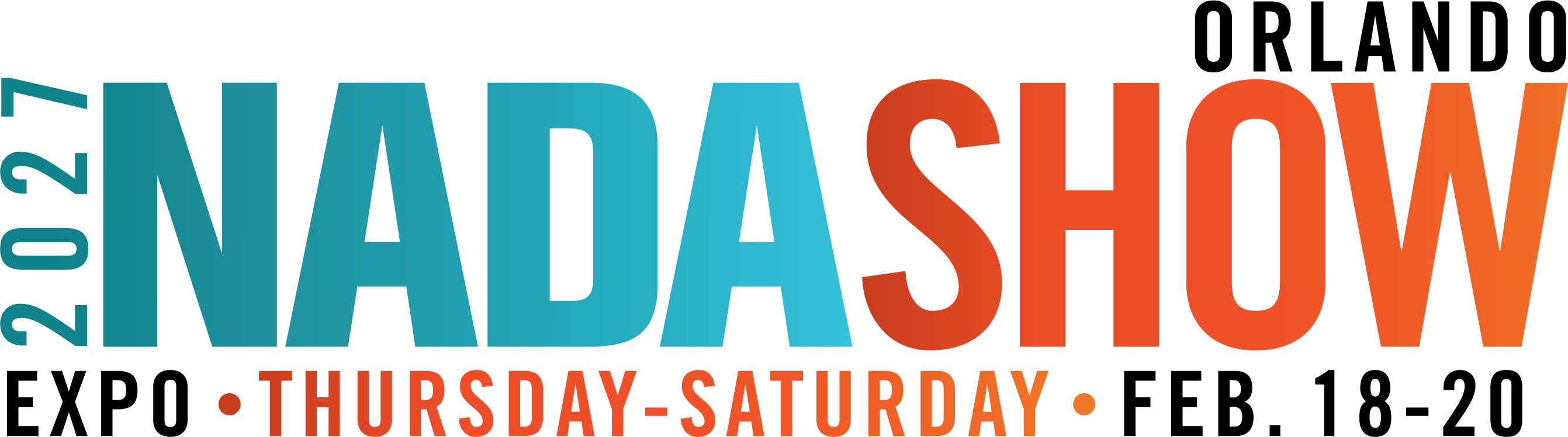 NADA Show 2027, Orlando. Expo: Thursday-Saturday, February 18-20.