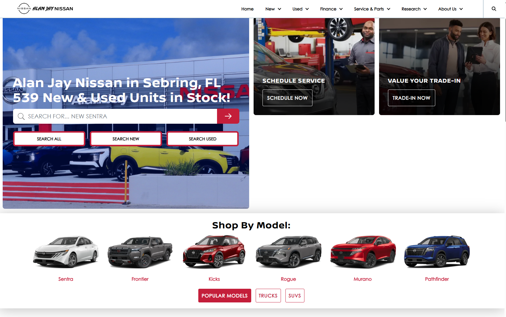 Alan Jay Nissan dealership website homepage built by Savvy Dealer
