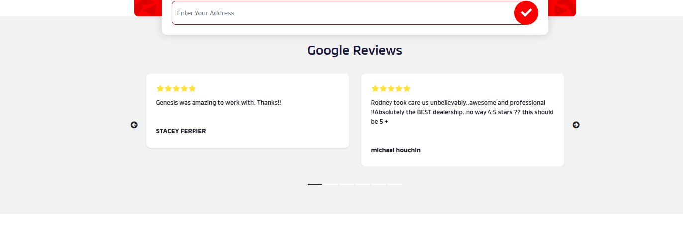 Google Reviews section showing 5-star customer testimonials
