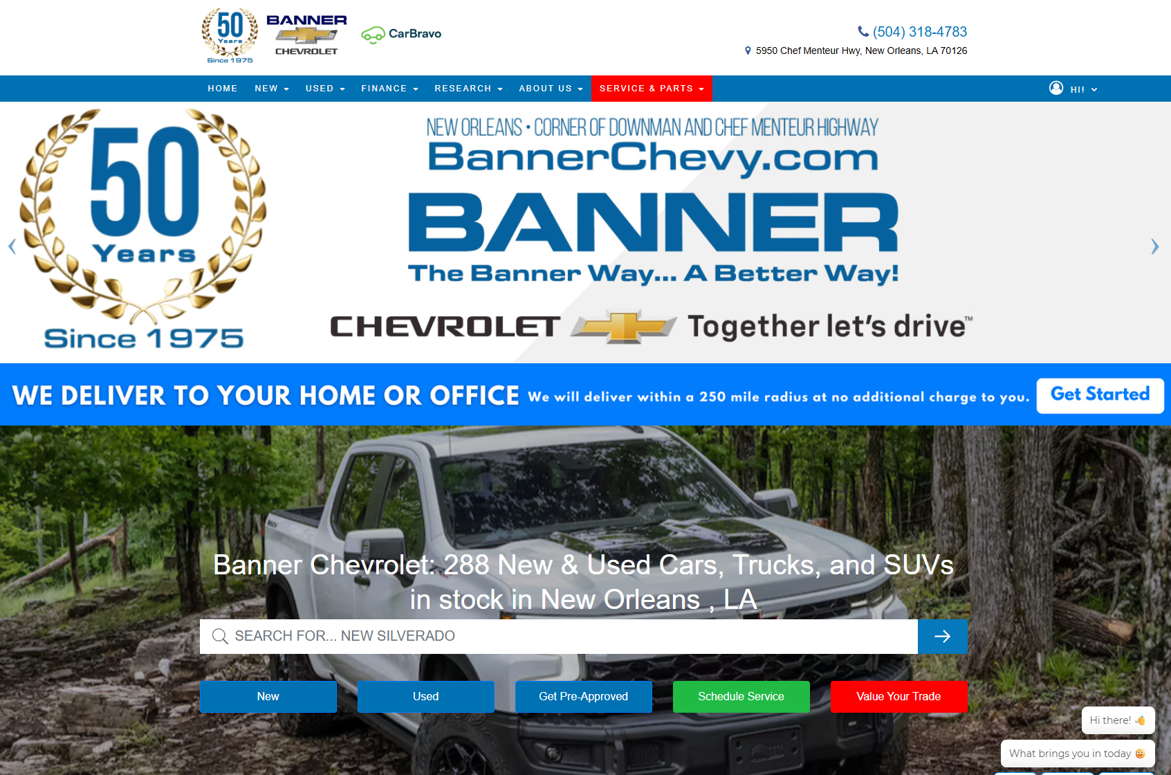 Banner Chevrolet dealership website homepage built by Savvy Dealer